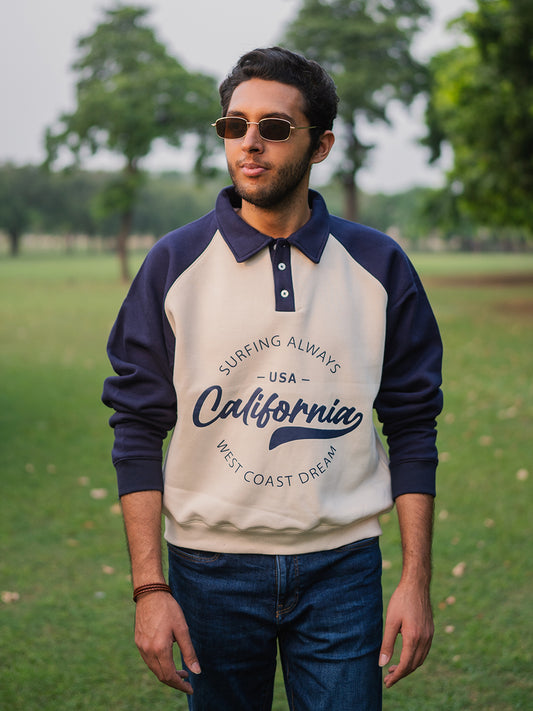 Oversized Unisex Blue-Beige Sweatshirt